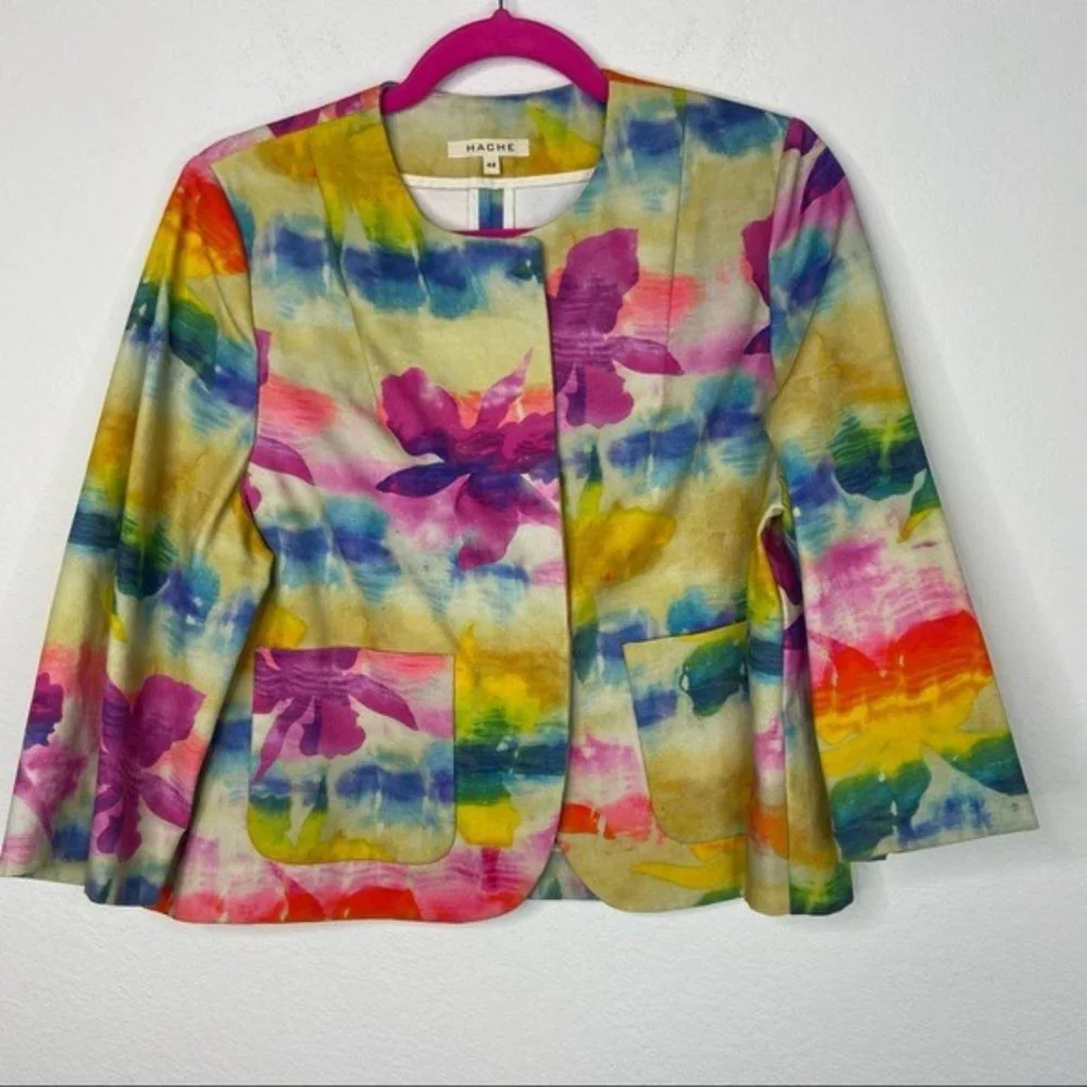 Hache Multicolor Snap Button Cotton Jacket Size EU 42 - Picture 2 of 7